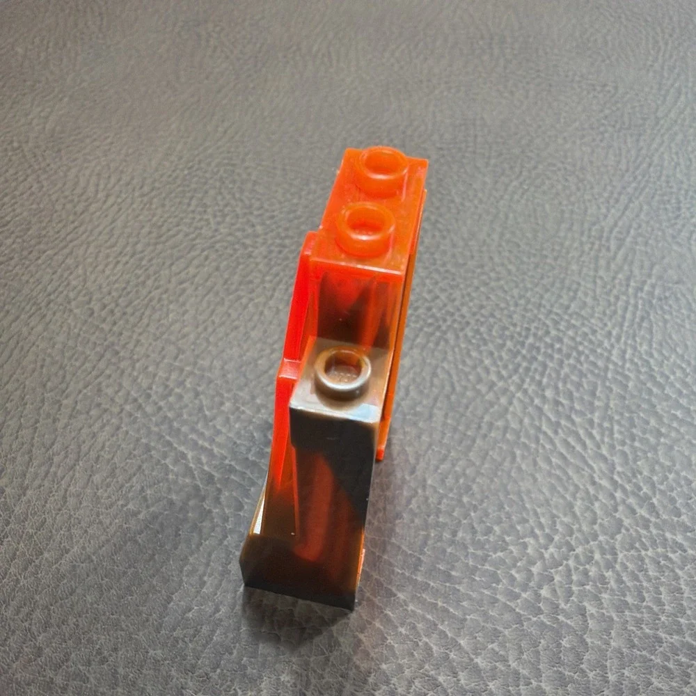 Genuine LEGO Rock Panel 2x4x6 Trans-Neon Orange Marbled Dark Gray 47847pb002